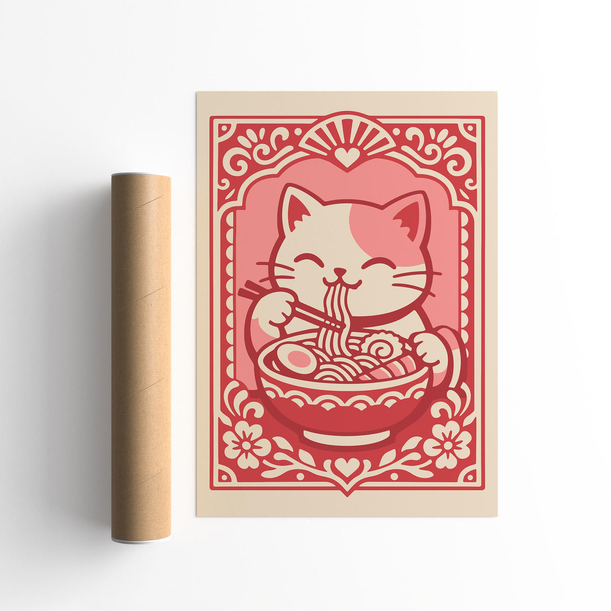 Funny Ramen Cat Poster – Asian Food Wall Art