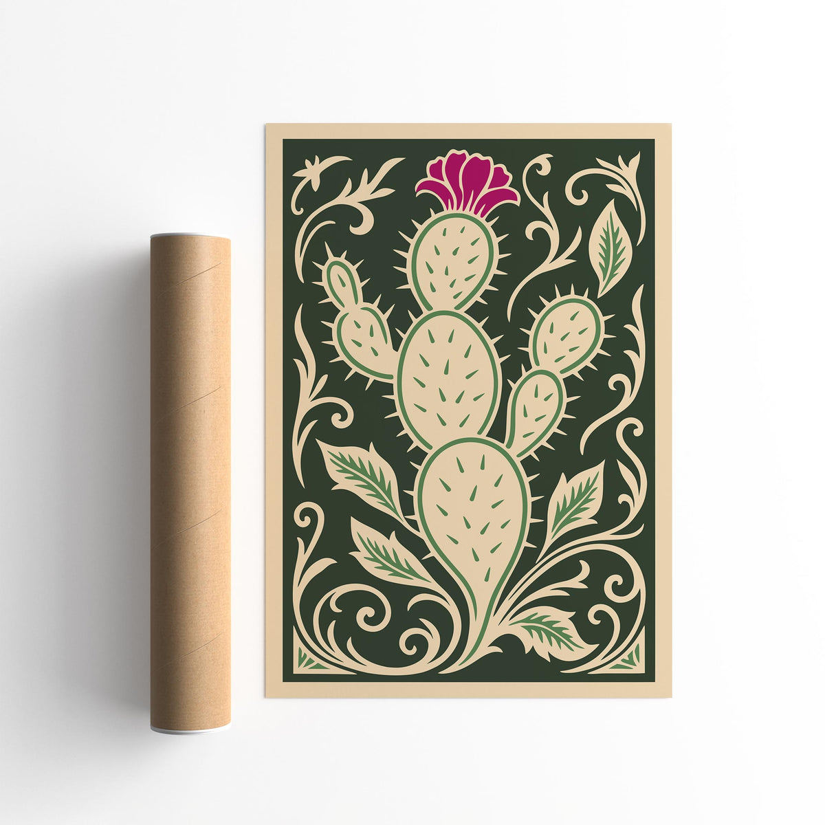 Green Abstract Cactus Poster