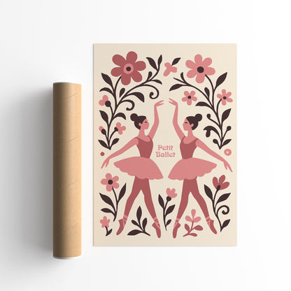Pink Ballerina Poster - Girls Room Ballet Wall Art Decor