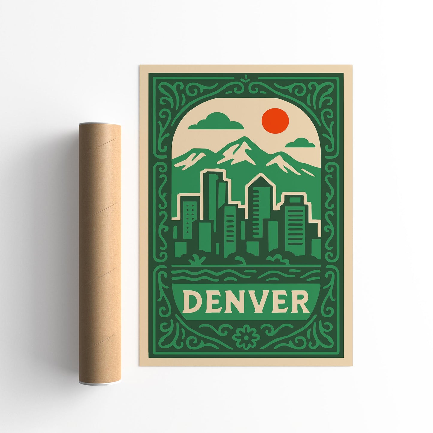 Denver Cityscape Poster - Green Colorado Wall Art