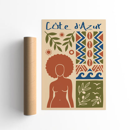 Côte d’Azur Travel Poster – Afrohemian Wall Art Print