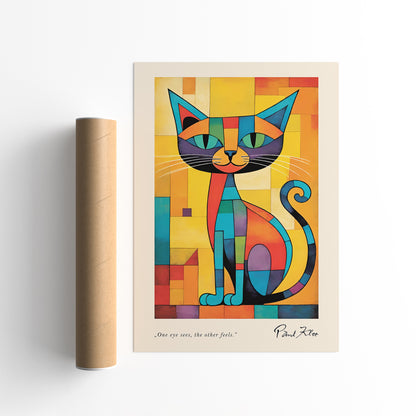 Paul Klee Retro Colorful Cat Wall Art