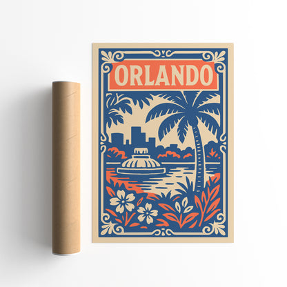 Orlando Travel Art Print - Blue Hotel Room Wall Decor