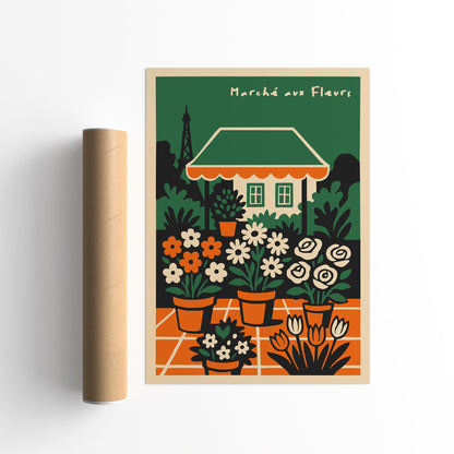 French Flowers Market Paris Poster