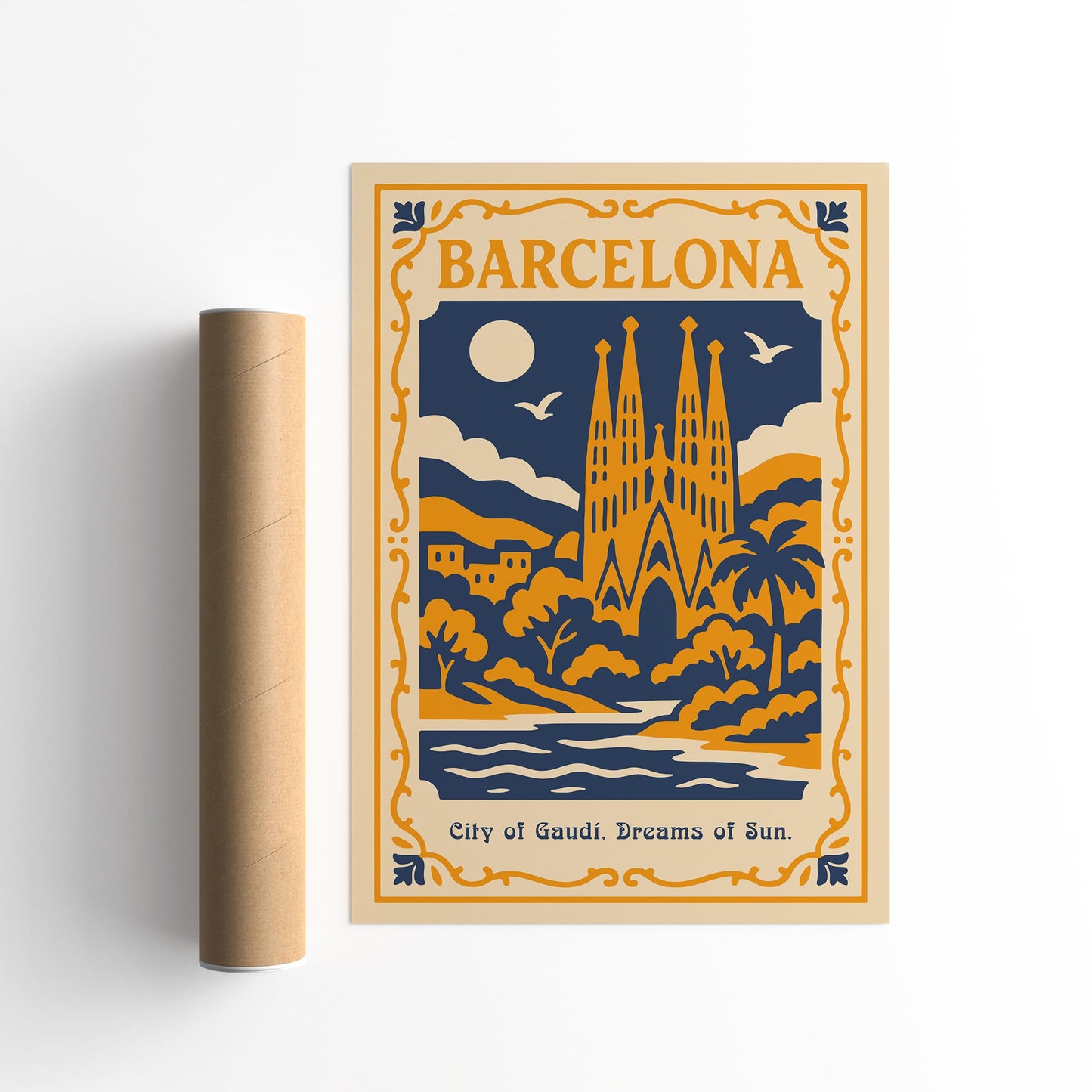 Barcelona City of Gaudi Travel Poster