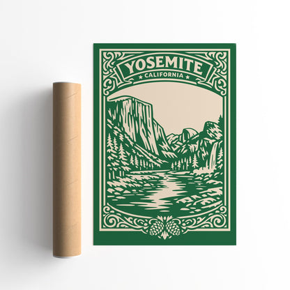Yosemite National Park Poster - Vintage Travel Art Print
