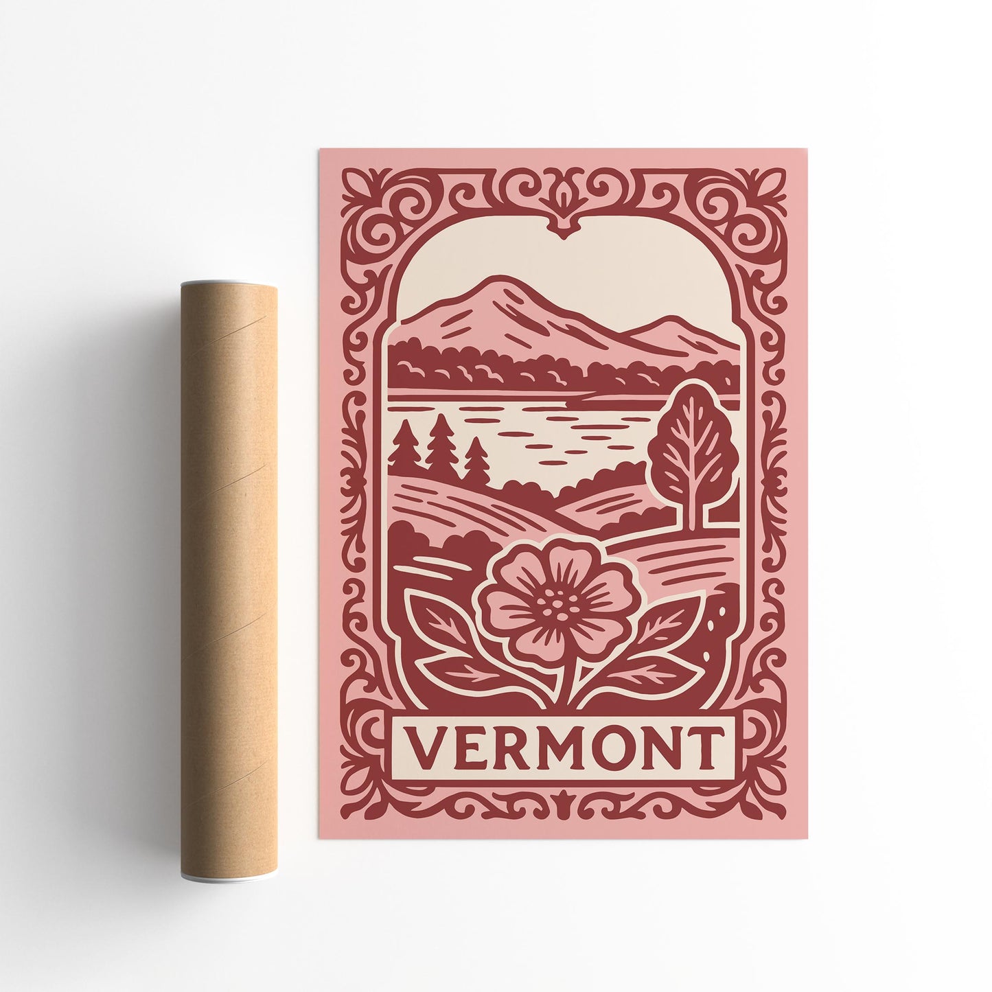 Vermont Pink Travel Poster 2026