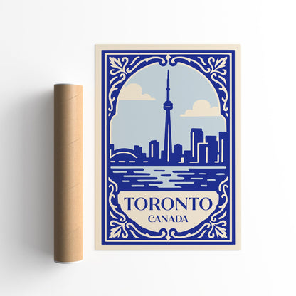 Toronto Canada Poster - Blue Canadian Cityscape Print