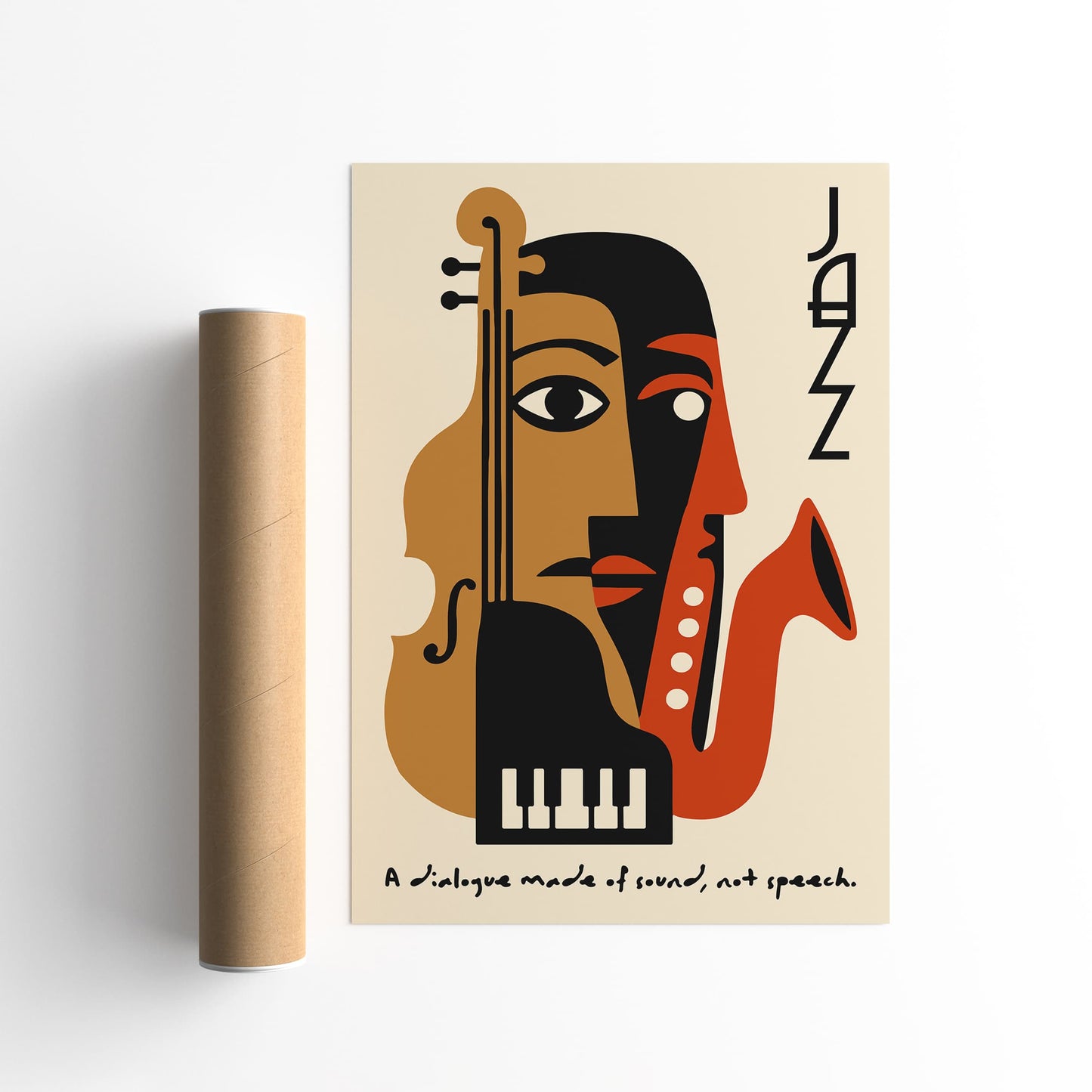 Jazz Music Poster - Cubist Abstract Wall Art