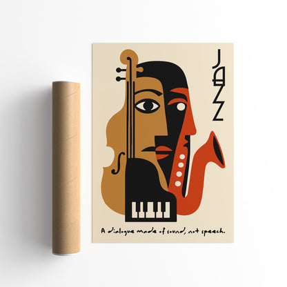Jazz Music Poster - Cubist Abstract Wall Art