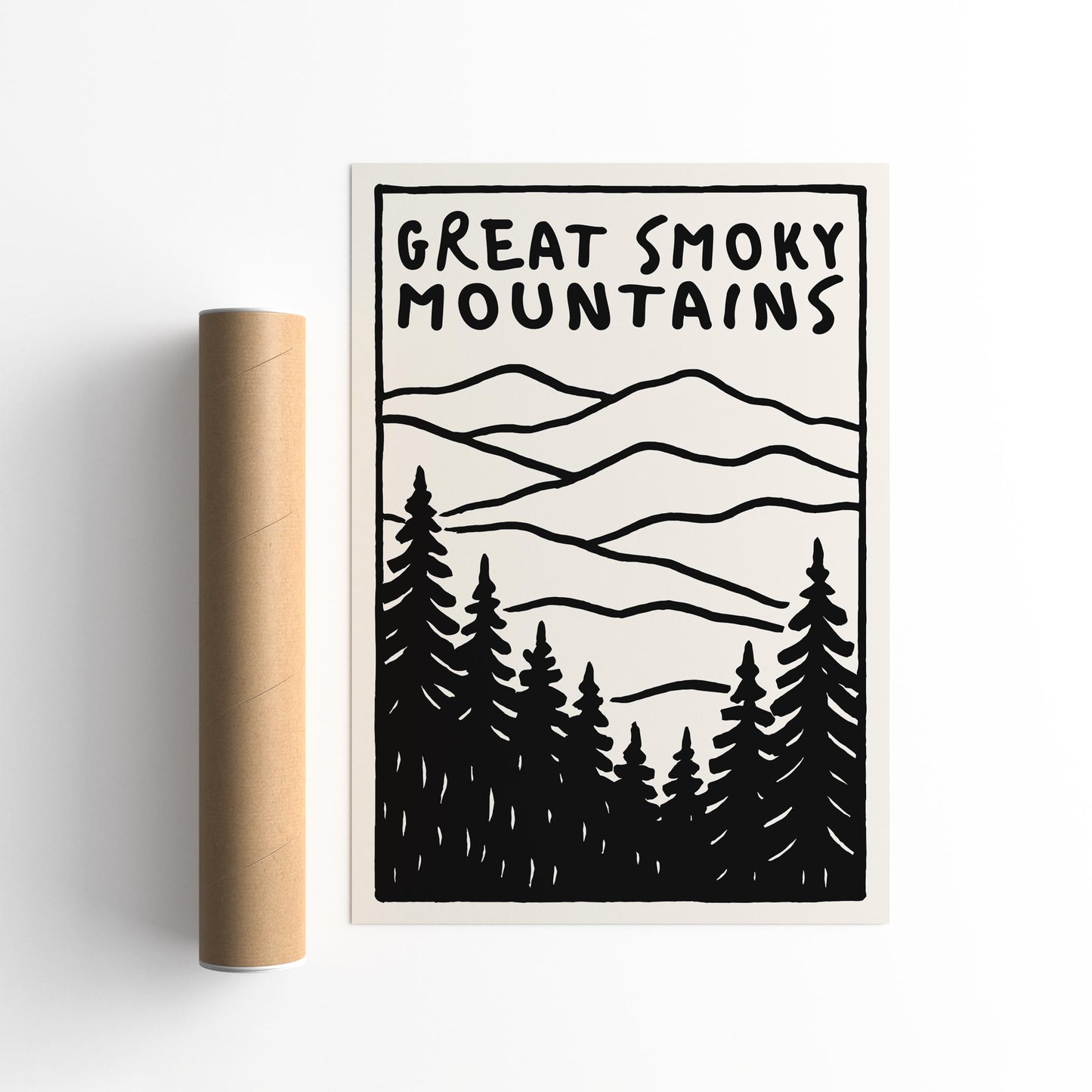 Great Smoky Mountains Black & White Poster