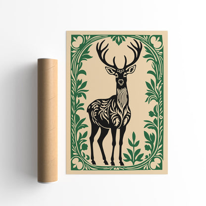 Rococo Deer Animal Art Print for Home Decor