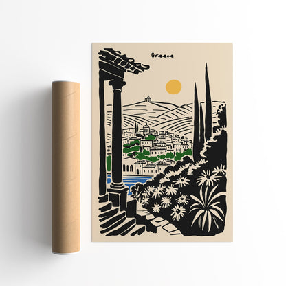 Greece Landscape Travel Poster