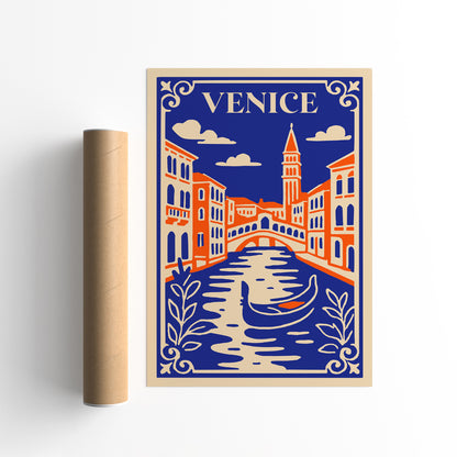 Venice Italy Blue Cityscape Travel Poster