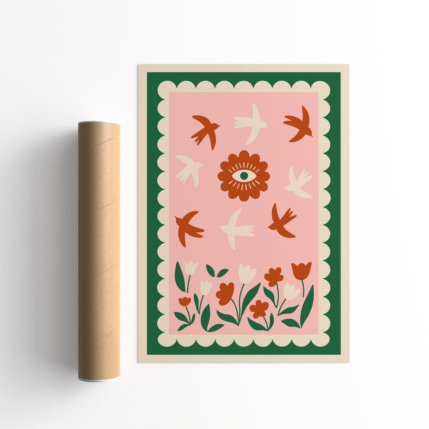 Birds & Evil Eye Floral Poster