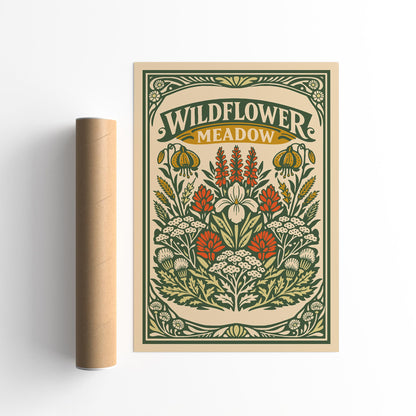 Vintage Wildflower Meadow Botanical Poster