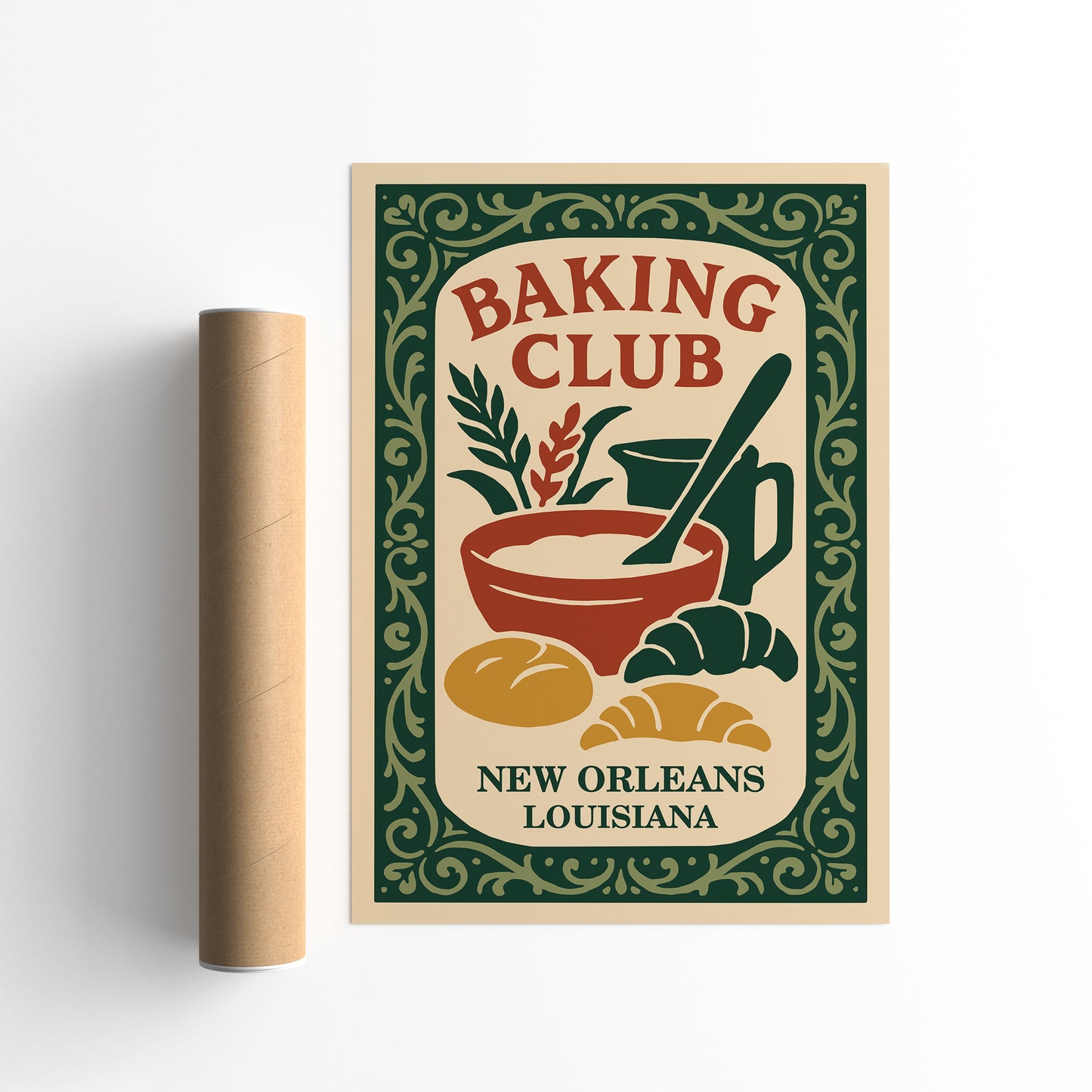 Baking Club New Orleans Poster - Louisiana Kitchen Wall Art