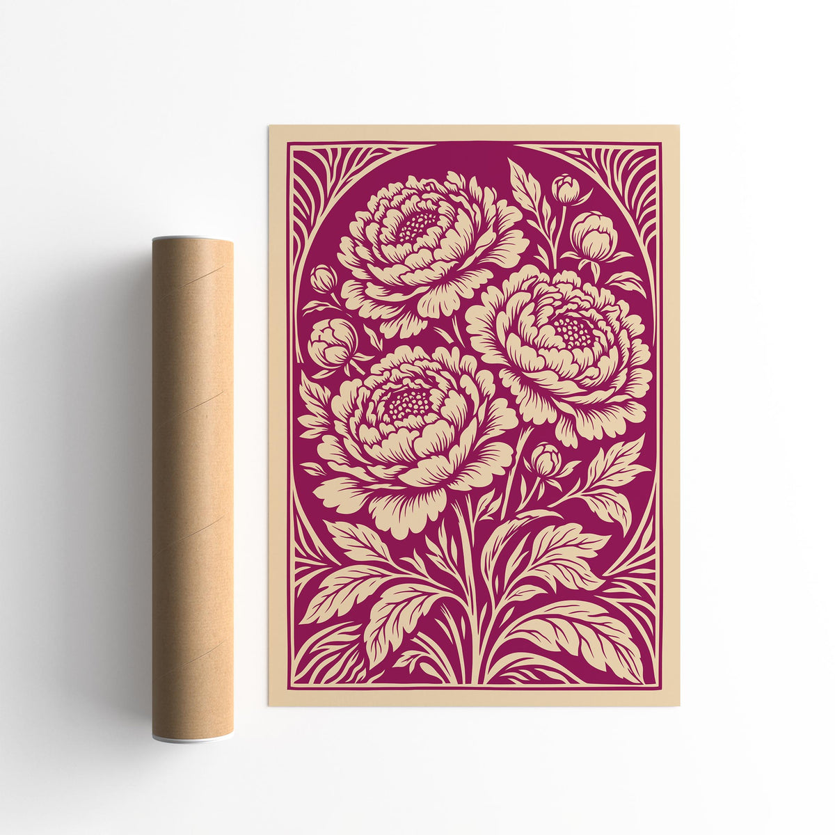 Vintage Peonies Floral Poster