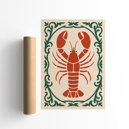 Red Lobster Poster - Kitchen Wall Decor