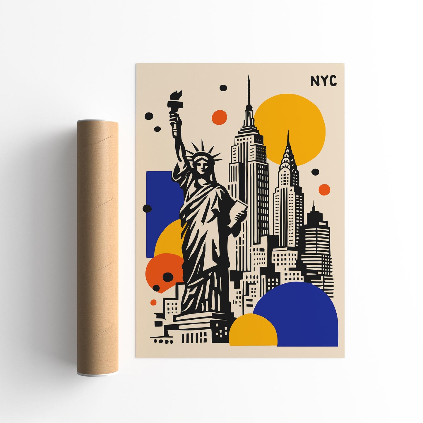 NYC Travel Poster – Modern Cityscape Wall Art Print