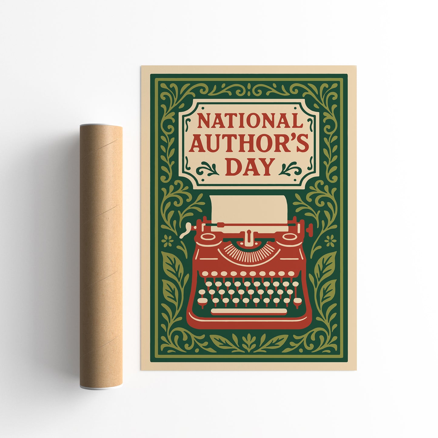 National Authors Day Poster - Literary Art Print in Vintage Rococo Style
