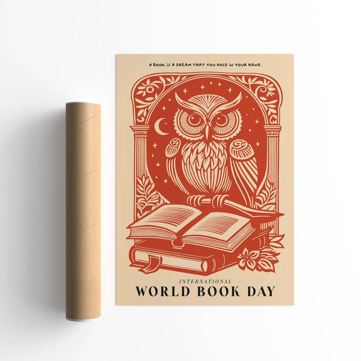 Vintage Red Owl Art Print – Book Lover Wall Art