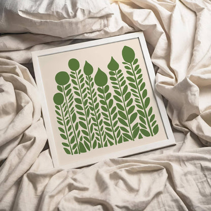Green Nature Print - Minimalist Square Wall Art