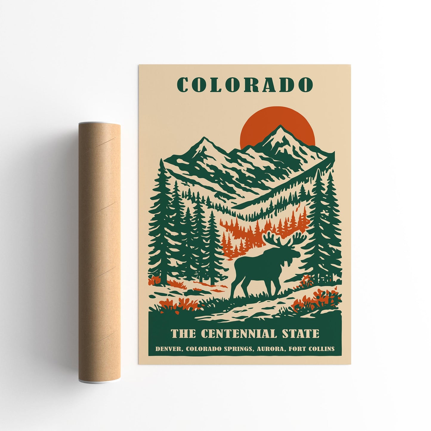 Colorado The Centennial State Travel Poster – Mountain Wall Art Print