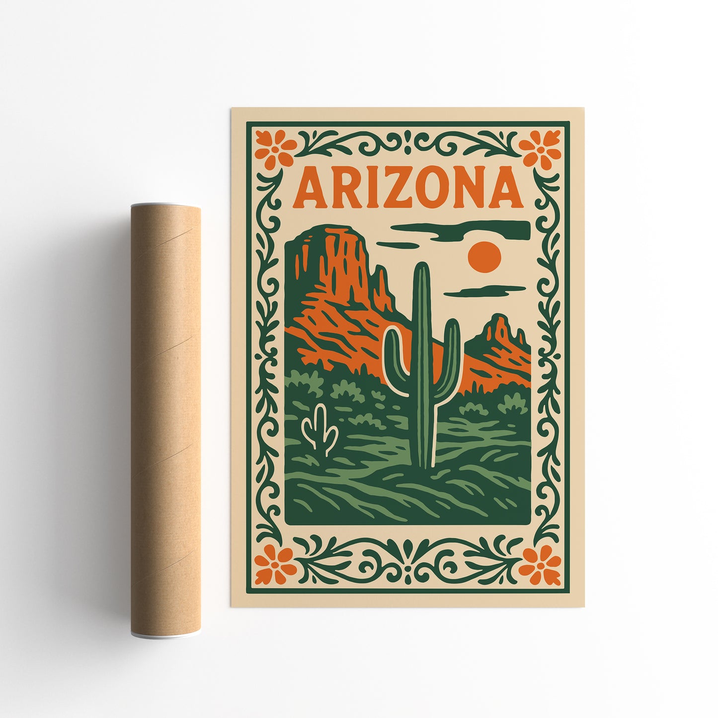 Arizona Travel Poster - Green Landscape Art Print