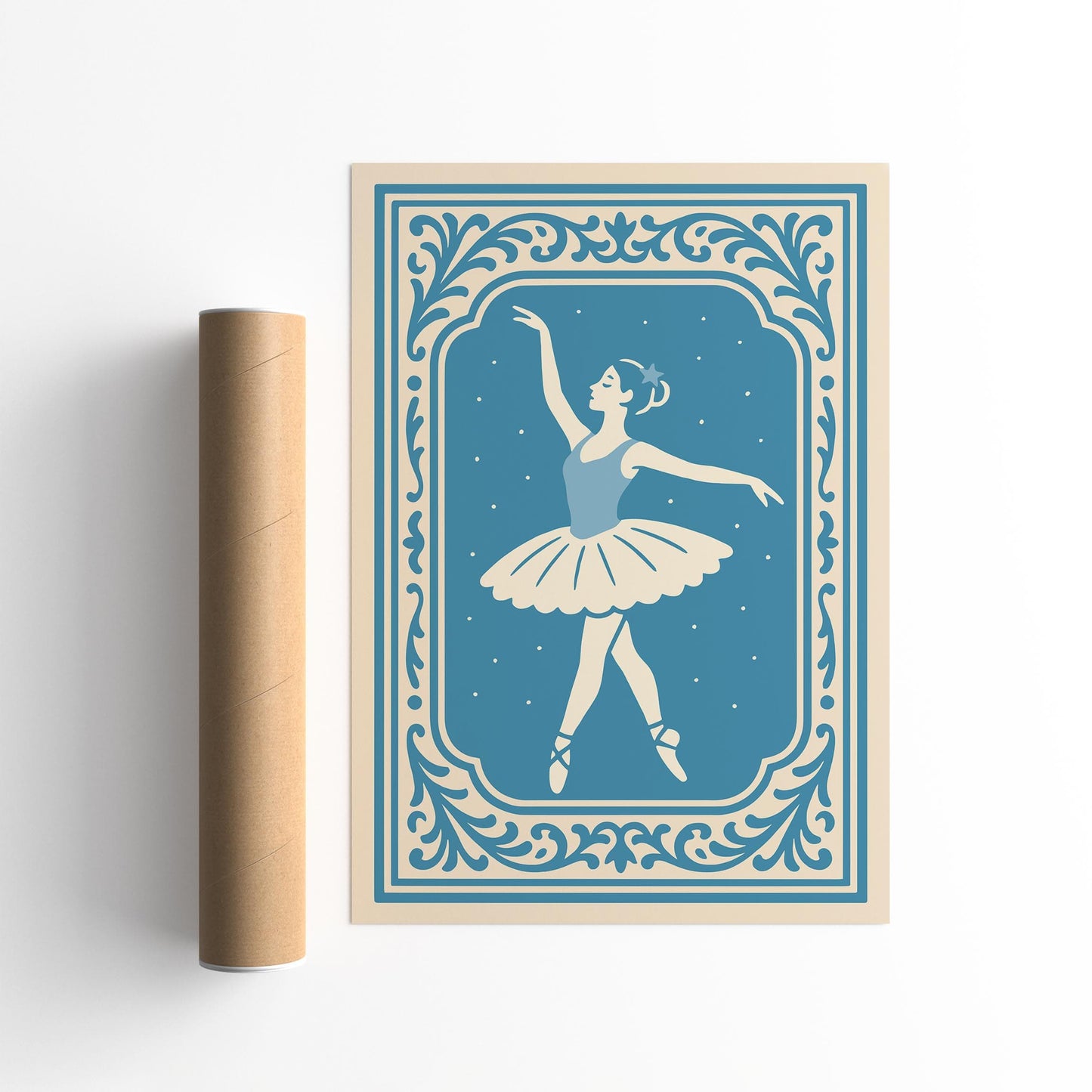 Mystical Ballerina Poster - Blue Dancer Kids Wall Art