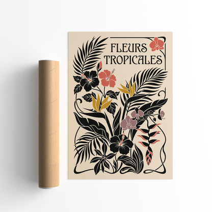 Tropical Flowers Botanical Poster