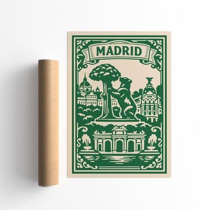 Madrid Botanical Travel Poster