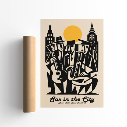 Sax in the City Poster - New York City Jazz Festival Print