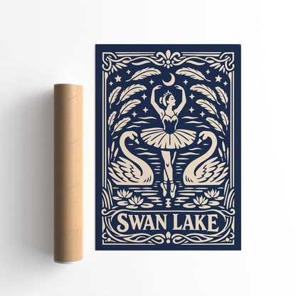 Swan Lake Classical Ballet Vintage Art Poster