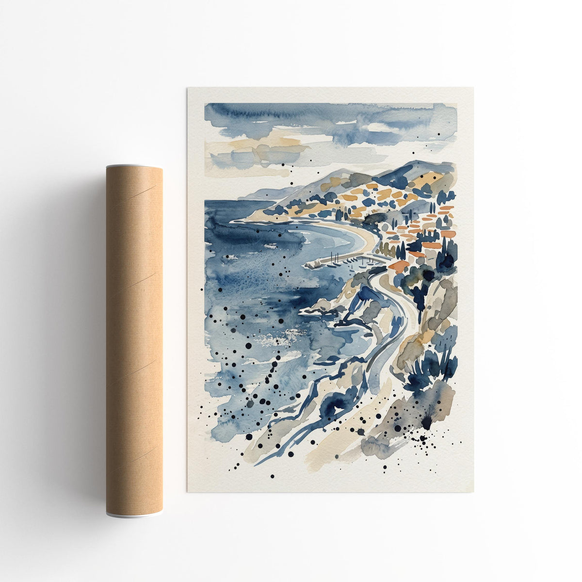 French Riviera Abstract Watercolor Art Print