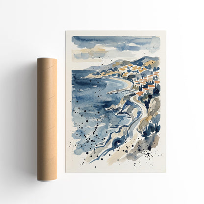 French Riviera Abstract Watercolor Art Print