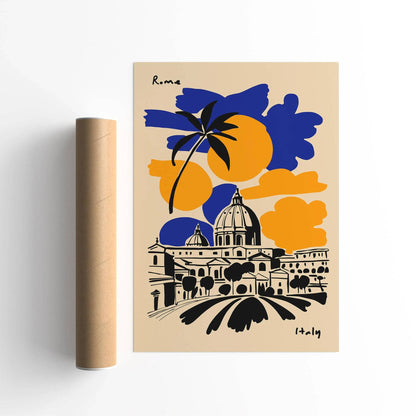 Rome Italy Travel Retro Poster