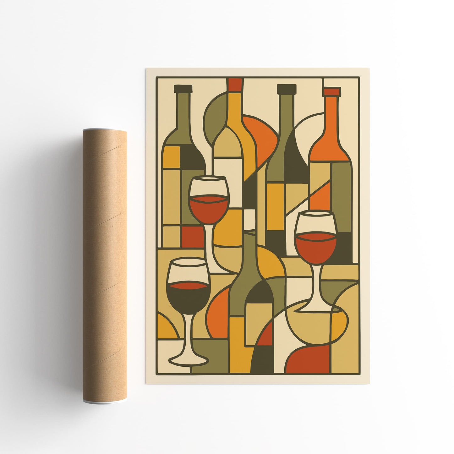 Cubist Wine Glasses Print - Modern Art Poster