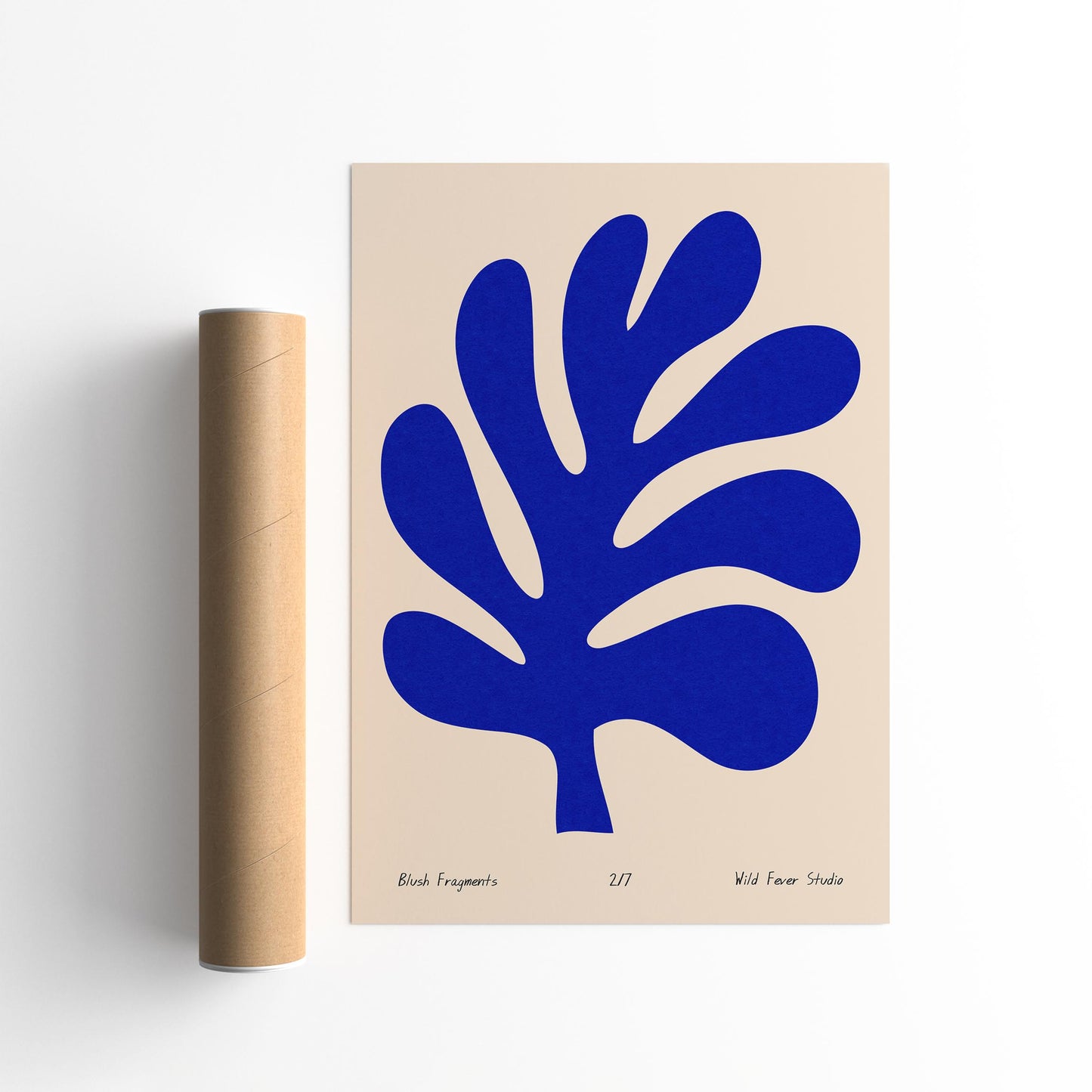 Blue Blush Fragments Poster - Cut Outs Leaf in Matisse Style