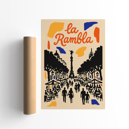 Barcelona La Rambla Travel Poster