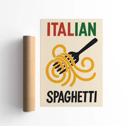Italian Spaghetti Modern Kitchen Wall Decor Art Print