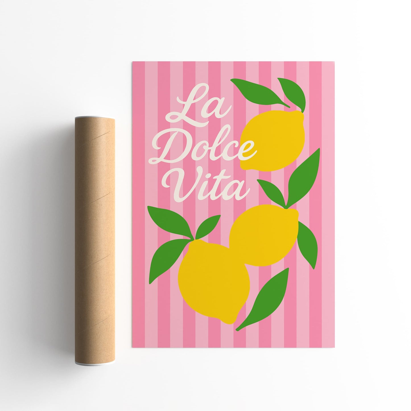 La Dolce Vita Poster - PInk Striped Pattern