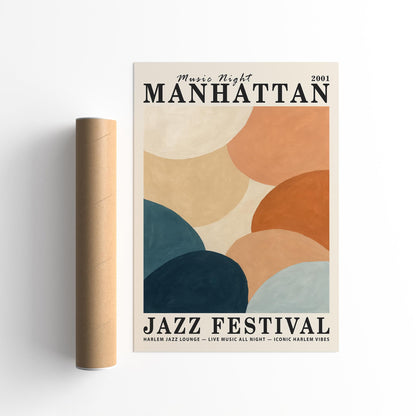 Manhattan Harlem Jazz Poster - Music Night Wall Art