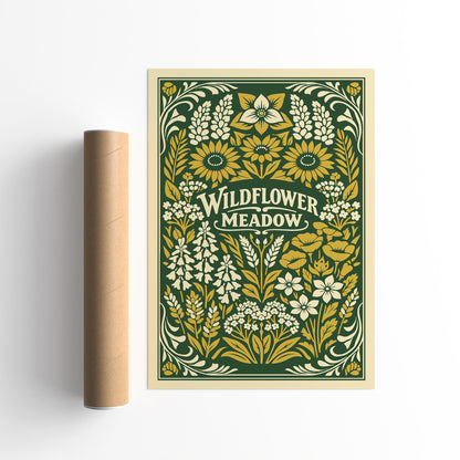 Vintage Wildflower Meadow Botanical Art Poster