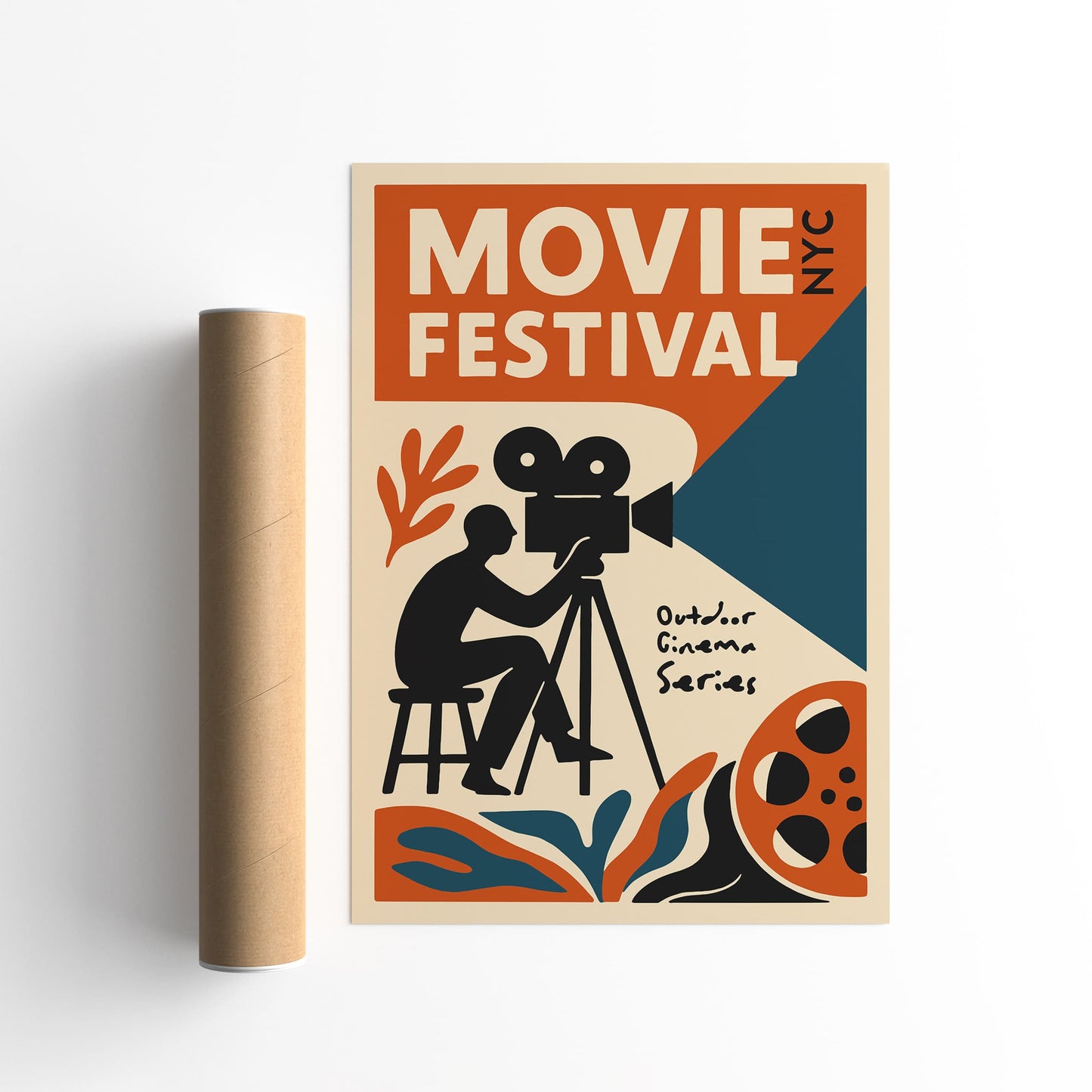Outdoor Movie Festival NYC Retro Poster