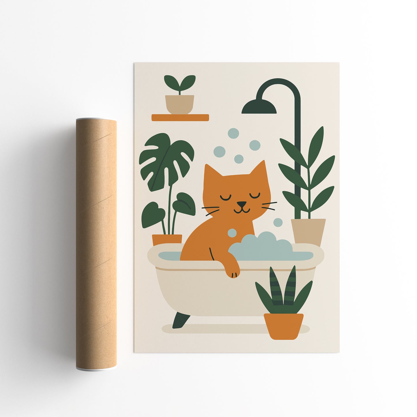 Cat Taking Bath Poster