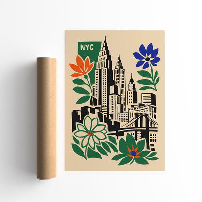 New York City Retro Travel Poster – Vintage Wall Art Print