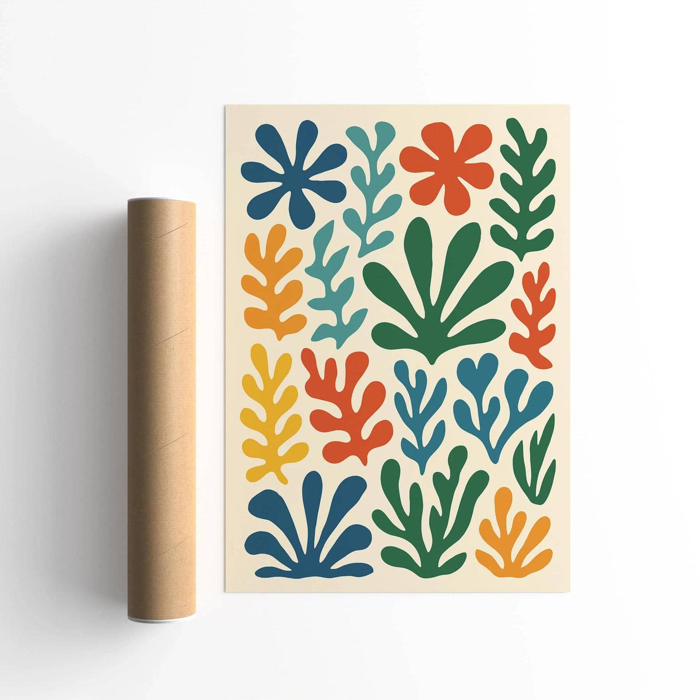 Retro Cut Outs Colorful Leaves Print