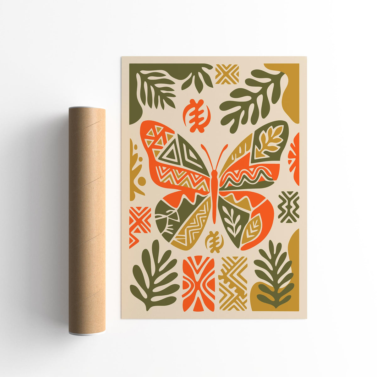 Boho Ethnic Butterfly Art Poster