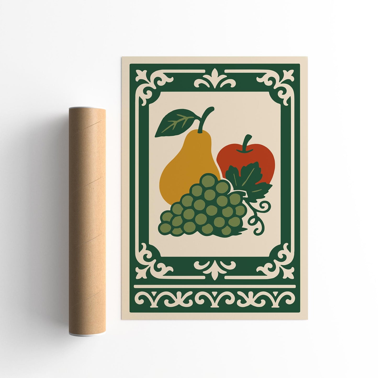 Still Life Poster, Rococo Fruit Kitchen Wall Decor